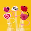 Día de San Valentín amor caricatura linda tapa para popote tapón de polvo para popote de silicona taza rosa 8/10MM funda para popote