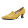 Fábrica de Zapatos para Mujer Comercio Exterior Transfronterizo Talla Grande Zapatos para Mujer Estilo Británico Punta Fina Tacón Medio Zapatos de Vestir X26040010