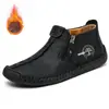 Botas Martin para Hombre Transfronterizas de Punto Otoño e Invierno Nuevas Talla Grande con Cremallera Botas de Hombre Casual para Exteriores Botas de Trabajo Cosidas a Mano