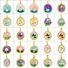 Pingente para Mulheres Estilo Pintura a Óleo Jardim de Monet Pingente Redondo de Flor para Mulheres Moda Elegante Simples Corrente para Clavícula Pingente Atacado