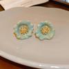 Pendientes de calabaza con hojas de circón electrochapado en oro auténtico, elegantes pendientes de moda con gancho para la oreja, nuevos pendientes vintage verdes chinos para mujer.