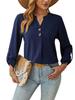 Ropa de Mujer Europea y Americana Transfronteriza 2025 Amazon Primavera y Verano Nuevo Cuello en V Color Sólido Cómodo Transpirable Casual Top de Manga Larga