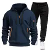 Nuevo Conjunto de Sudadera con Cremallera y Múltiples Bolsillos para Hombre Primavera y Otoño, Sudadera sin Capucha para Deporte y Uso Casual