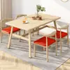 Mesa de comedor simple y moderna para apartamentos pequeños, adecuada para uso doméstico, restaurantes de comida rápida y espacios comerciales; mesa rectangular para propiedades de alquiler