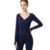 Camiseta de Manga Larga Cruzada con Cuello en V para Yoga Ropa Deportiva de Correr para Mujer Blusa Exterior Efecto Adelgazante Top de Pilates Fitness