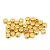Contas Espaçadoras Perfuradas de Aço Inoxidável com Letras e Números, Contas Redondas Planas 18K, Acessórios para Joias de Colar e Pulseira DIY