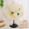 Día del Maestro Sombrero de Paja Floral Hecho a Mano Materiales DIY Sombrero Estilo Francés con Flores Secas Sombrilla Sombrero de Sol para Adultos Actividad de Calentamiento