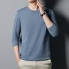 Playera de hombre de color sólido con cuello redondo primavera y otoño juvenil versátil color sólido camiseta base selección algodón peinado