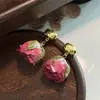 Aretes de Flor Eterna de Flor Natural de Resina Hechos a Mano, Aretes Florales de Alta Gama Estilo Vintage, Venta al por Mayor