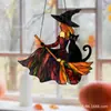 Presentes Divertidos de Halloween Transfronteiriços: Bruxa, Fantasma, Bruxa e Gato Preto Decorações de Janela em Acrílico para Decoração de Casa