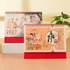 Calendario de escritorio de espiral estilo chino, calendario de escritorio de oficina, calendario mensual, pieza decorativa, Año del Cordero 2027, calendario de escritorio personalizado para negocios y empresas