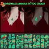 Adesivo de Tatuagem Luminous de Desenho Animado de Natal Papai Noel Árvore de Natal Guirlanda Duradouro à Prova d'Água e Suor Maquiagem para Rosto e Mãos