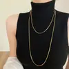 É uma boa combinação ~ colar super longo quadrado osso de cobra banhado a ouro 18K liso de luxo leve estilo ins corrente para suéter feminino não desbota no outono e inverno