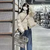 Jaqueta de Penas Feminina Pesada Curta de Inverno com Estampa Floral
