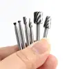 Set de 6 piezas de limas rotatorias pequeñas de acero de alta velocidad para carpintería, cabezales de lijado, herramienta eléctrica para pulir y recortar para carpintería DIY
