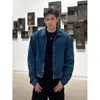 Jaqueta Lavada Gradiente com Zíper Estilo Retro Americano para Homens, Nova Jaqueta Jeans com Design de Nicho para Primavera e Outono