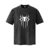 Nova Camiseta Retro Americana Lavada com Efeito Desgastado de Manga Curta para Homens e Mulheres, Verão 230g Gola Redonda Casual Roupas Estampadas