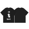 Camiseta de Manga Corta Holgada de Cuello Redondo con Estampado de Lema de Paja de Marca Nicho Americana Cole Buxton para Hombre y Mujer
