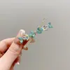 Grampo de Cabelo Colorido com Strass em Formato de Flor e Folha, Estilo Primavera, Presilha Lateral, Presilha para Franja Estilo Menina Delicada, Grampo para Cabelos Soltos, Doce Acessório de Cabelo de Princesa