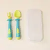 ¡Guau! Set de Cubiertos Flexibles para Suplemento Alimenticio Infantil, Tenedor y Cuchara de Cohete Hechos en Fábrica para Autoalimentación Infantil, Tenedor y Cuchara Giratorios para Bebés