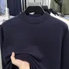 Suéter de punto de alta calidad para hombre, nuevo modelo otoño e invierno 2026, color liso, cuello redondo, engrosado, cálido, tejido base para hombre