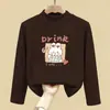 Roupa térmica feminina com forro de fleece, novo estilo outono e inverno 2026, segunda pele infantil de manga comprida, camiseta interna escovada para meninas