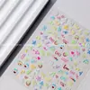 Pegatinas Populares para Uñas Nube Arcoíris en Relieve Líneas Conejito Lindo Primavera y Verano Versátiles Pegatinas de Dopamina Pegatinas para Uñas