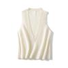 Novo colete sem mangas personalizado engrossado grande decote em V 100% cashmere puro feminino suéter colete cardigan de malha