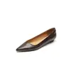 Zapatos de trabajo cómodos básicos de piel de oveja, tacón bajo, colección otoño 2026, punta fina, tacón bajo, piel genuina, zapatos planos de boca baja para mujer