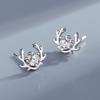Aretes Yi Lu acompañados para mujer fútbol plata estilo Mori frescos combinan con todo circonita aretes de reno de Navidad aretes de plata de ley s999