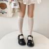 Calcetines de malla para niños calcetines finos de rombos verticales Lolita blanco tubo largo rodilla princesa pantorrilla