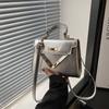 2024 Nuevo Bolso Cuadrado Pequeño Moda Femenina Texturizado Portátil Bolso Kelly Hombro Cruzado Bolso Popular para Viajeros de Este Año