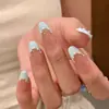 Uñas Postizas, Adornos de Perlas Dulces, Moños y Diamantes Hechos a Mano, Manicura Prehecha Desmontable para el Uso Diario y Citas