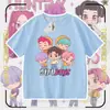 Nova Camiseta Kpop Demon Hunters Gola Redonda Manga Curta Casual Solta Infantil Top Tendência