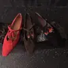 Sapatos Mary Jane em Pele de Ovelha com T para Mulheres, Novo Estilo Outono, Sapatos Rasos de Couro Genuíno com Bico Quadrado e Salto Baixo com Franjas