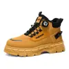Botas de Terciopelo de Caña Alta para Hombre de Invierno, Zapatos de Trabajo Retro Británicos, Zapatos de Algodón Gruesos Engrosados Cálidos, Botines para Hombre