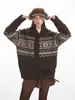 Cárdigan Heyhenry Fair Isle con Botones de Cuerno Suéter Holgado Perezoso para Mujer Otoño e Invierno Chaqueta de Punto Perezosa para Pareja