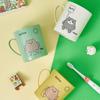 Vaso para enjuague bucal con forma de oso de dibujos animados, bonito vaso para cepillos de dientes para niños con asa, pequeño y bonito portadientes