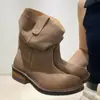 Botas de Tobillo Plegables Estilo Caballero de Pantorrilla Ancha Vintage Otoño 2026 Maillard Botas Vaqueras Occidentales de Media Pantorrilla para Mujer