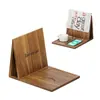 Soporte de Lectura de Madera para Mesita de Noche de Dormitorio, Soporte Multifuncional para Teléfono con Portavasos, Estantería Triangular Plegable de Madera Maciza