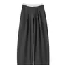 Pantalones de traje de pierna ancha en color de contraste para mujer, nuevo estilo otoño 2026, pantalones rectos casuales de pliegues de cintura baja de alta gama para adelgazar