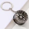 Personalidade criativa carro modificado roda metal chaveiro turbo chaveiro pingente
