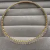 Conjunto de Pulseira Gargantilha de Luxo Europeia e Americana com Zircônia e Diamante Completo Gargantilha em Forma de Marquise Moda Simples Exagerada Corrente de Gargantilha