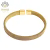 Pulseras Tejidas Transfronterizas Europeas y Americanas, Pulseras de Acero de Titanio de Lujo Ligero y Gama Alta, Oro Galvanizado al Vacío, Pulseras Abiertas Simples y de Moda