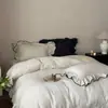 Fragancia oscura en tinta.. Segmento de nicho francés algodón teñido hilo de doble capa cuatro piezas algodón encaje negro para envolver funda de edredón ropa de cama