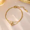 Pulseras de Acero de Titanio Nuevas y Versátiles Estilo Ins para Mujer, Joyería de Mano de Moda, Joyería de Alta Gama, Sin Decoloración