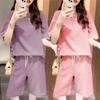 Traje de camiseta de estilo deportivo casual para mujer 2025 verano moda coreana tops de manga corta y pantalones de longitud media conjunto de dos piezas moderno