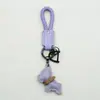 Chaveiro de Filhote de Couro Genuíno Feito à Mão Cordão Anti-Perda Pingente Chaveiro de Carro Bulldog Francês Chaveiro de Corda Trançada