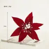 Decoraciones Navideñas 25cm Flor de Navidad Blanca Retro Artificial Falsa Hecha a Mano Flor de Tela Arreglo Florero Accesorios
