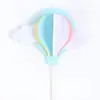 Decoración de pastel de globo aerostático de color tridimensional, tarjeta de inserción de nube, decoración de pastel de cumpleaños, inserción de bandera, mesa de postres, palillo de fruta